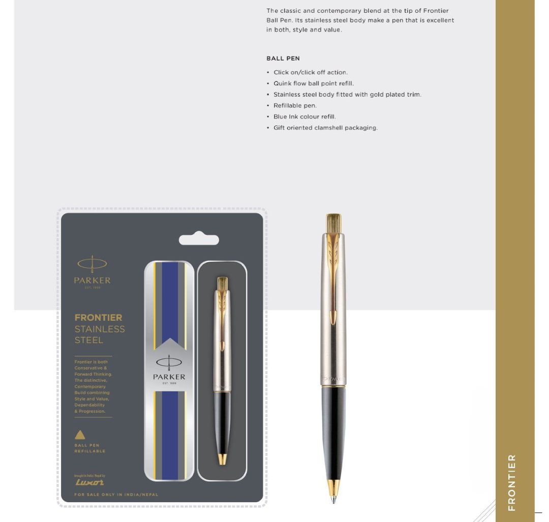 Frontier Stainless Steel Ball Pen with Gold Trim